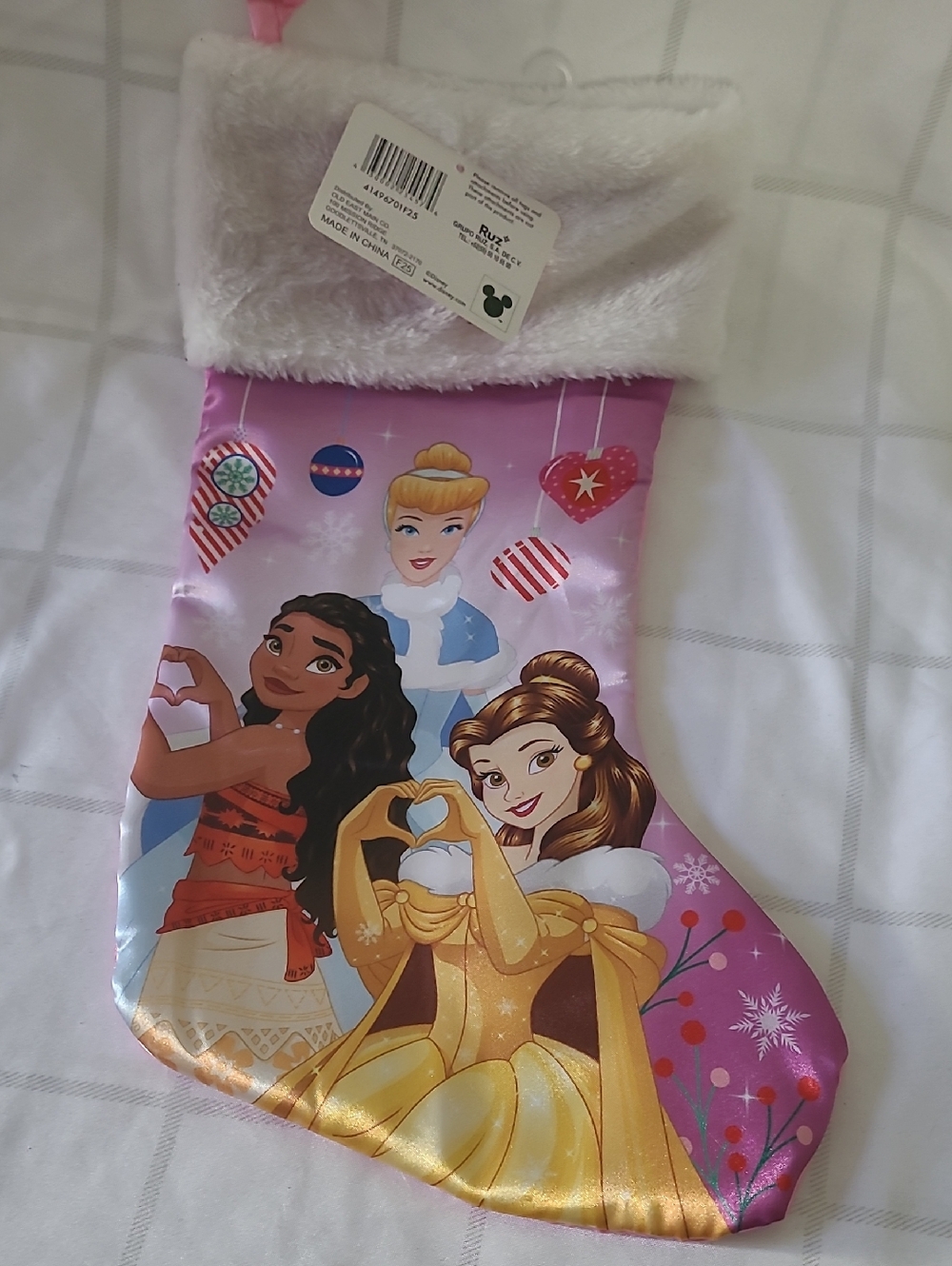 Disney 15" CHRISTMAS Stocking Princesses-Cinderella Belle Moana